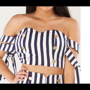 Akira striped off the shoulder crop top